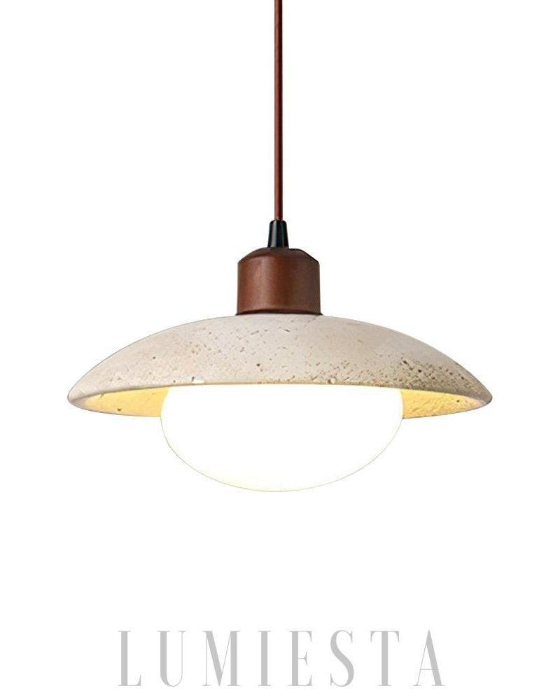 Lampa wisząca Noah z travertynu i szkła 25cm beżowa