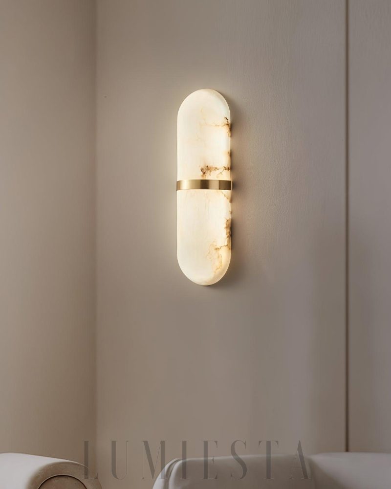 Lampa ścienna Melange Pill Alabaster w kształcie pigułki