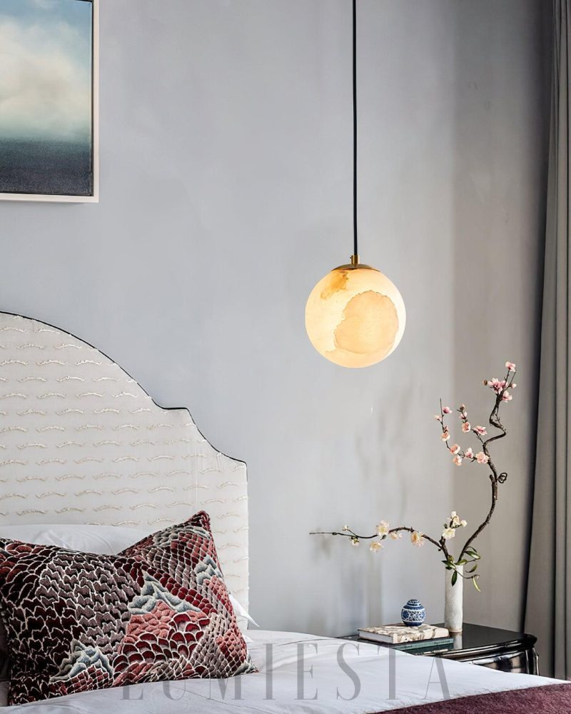 Lampa wisząca Sphaera z alabastru w formie kuli 10 12 15cm