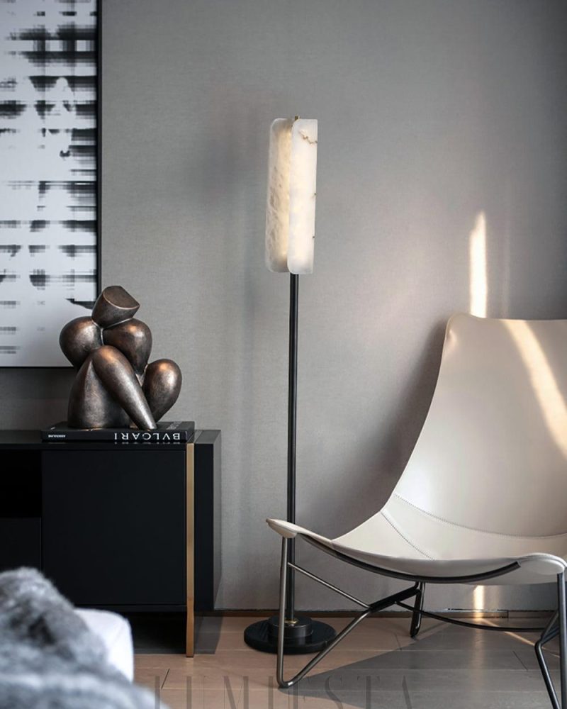 Lampa podłogowa Mosiądz Alabaster Years z ciepłym światłem 150cm