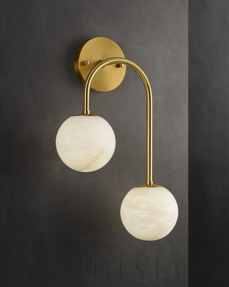 Lampa ścienna alabastrowa w nowoczesnym stylu mosiężnym 30cm