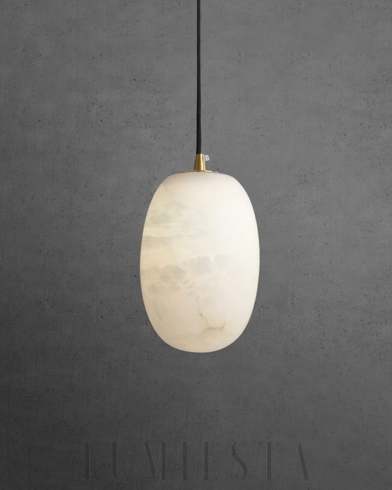 Lampa wisząca Alabaster w kształcie kamienia z mosiądzu 10x15cm
