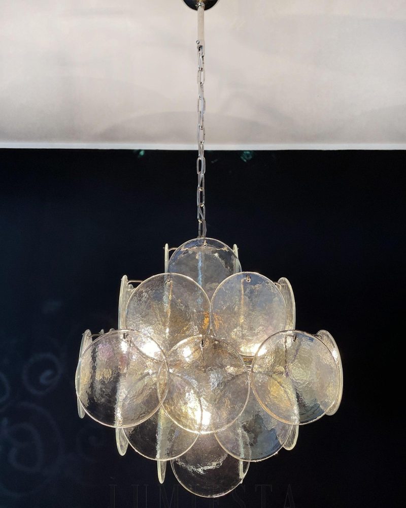 Lampa wisząca Vintage Murano z iryzującym szkłem 49cm