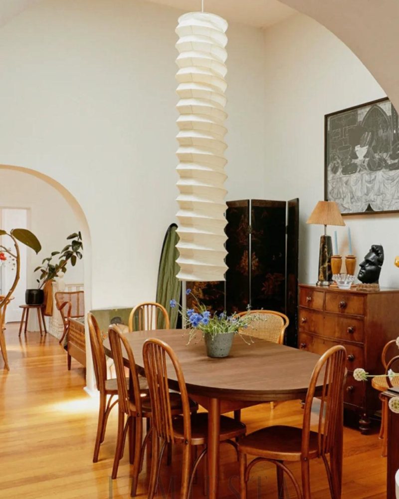 Lampa wisząca Akari 31N z papieru w kształcie cylindrycznym