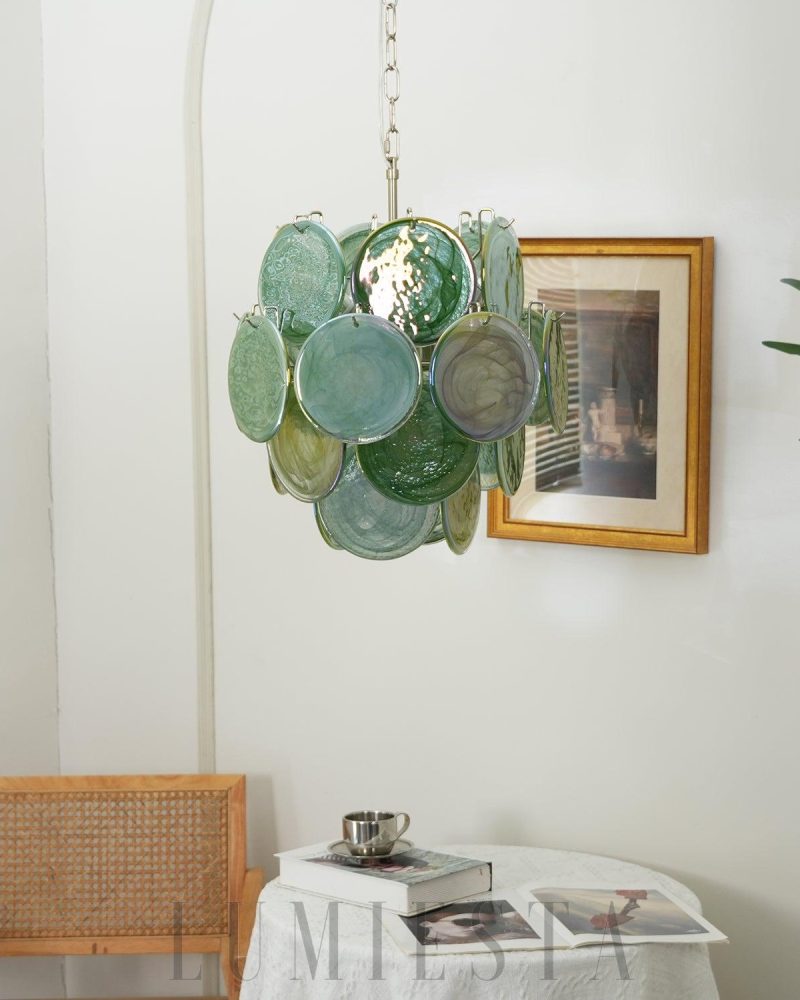Wytworny zielony żyrandol Murano w stylu vintage 45cm