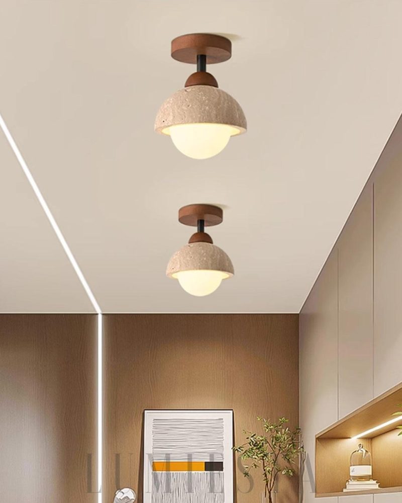 Lampa sufitowa Piedra Travertine w stylu naturalnym 15cm