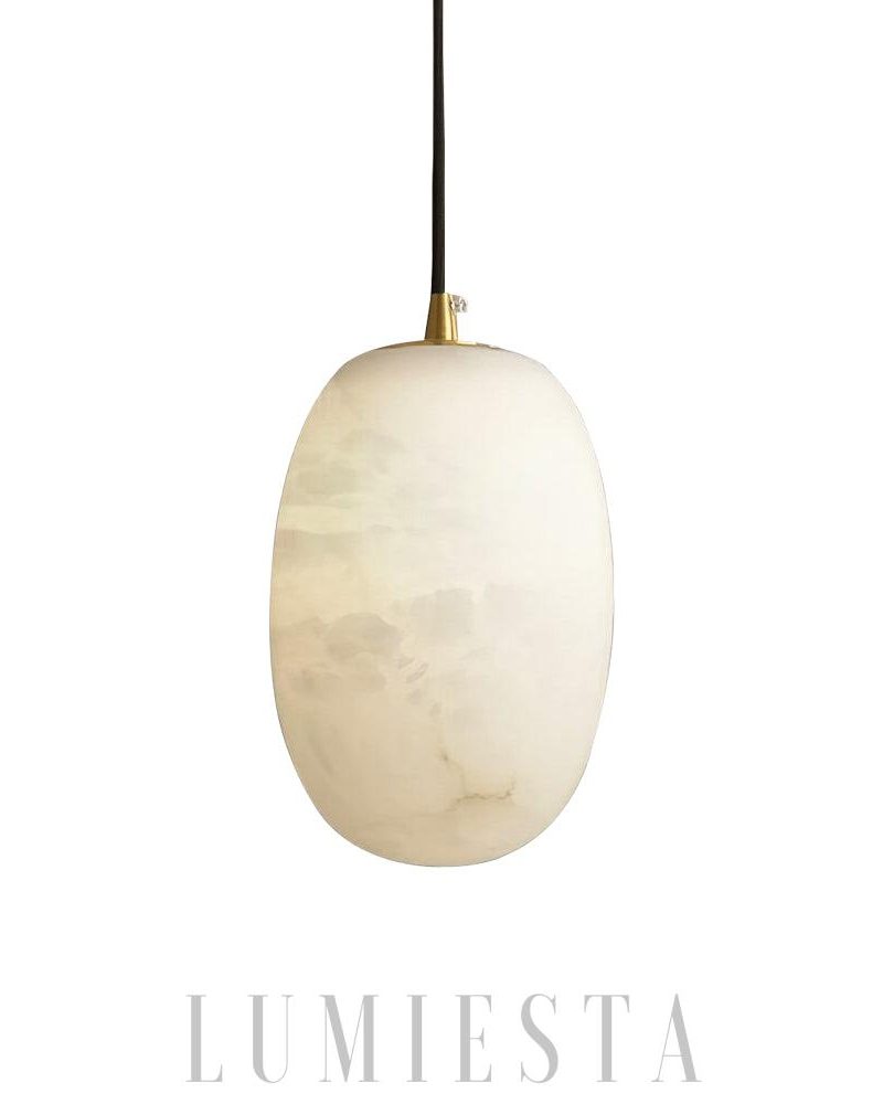 Lampa wisząca Alabaster w kształcie kamienia z mosiądzu 10x15cm