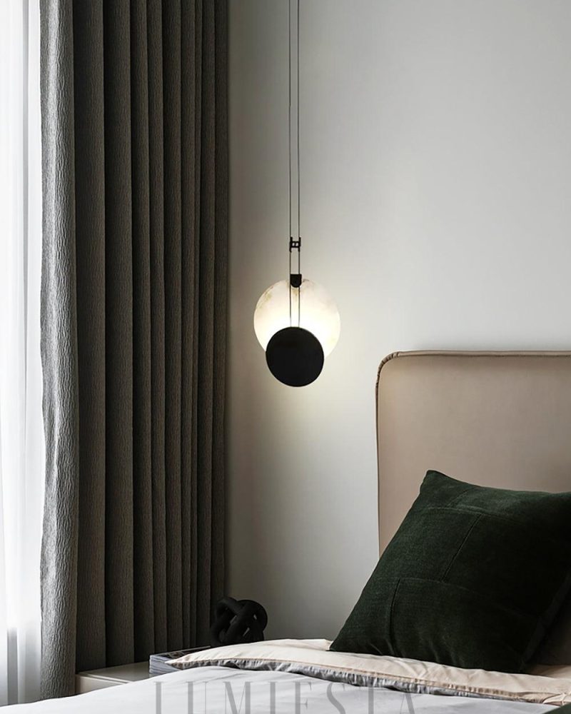 Lampa wisząca nowoczesna okrągła czarna alabastrowa 28cm