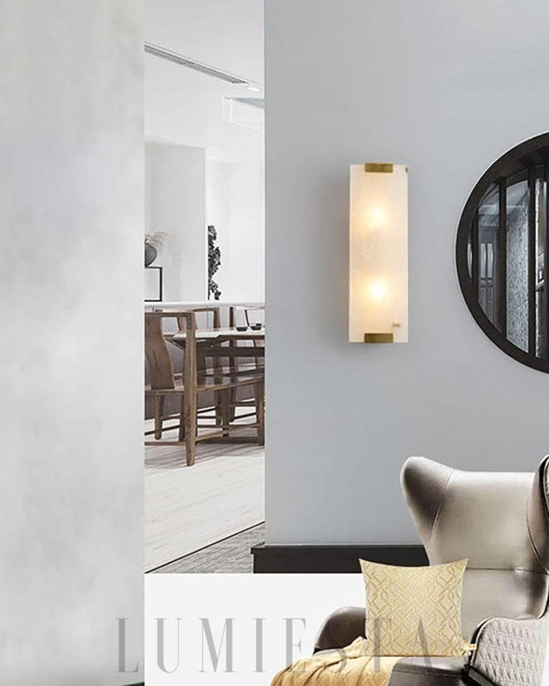 Lampa ścienna Alabaster Roux styl retro mosiądz biały czarny