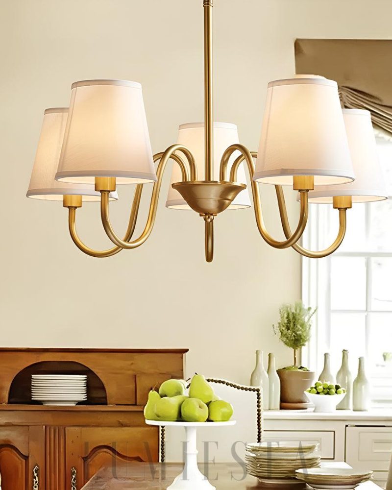 Lampa wisząca Fazrpip Retro Złoty Żyrandol z abażurami 3 5 6 8 10 głowami