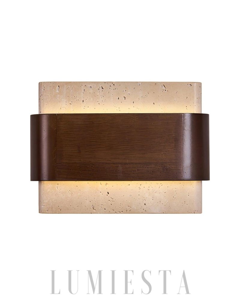 Lampa Ścienna Rectangle Terra Lumen Beżowy Orzechowy 22cm