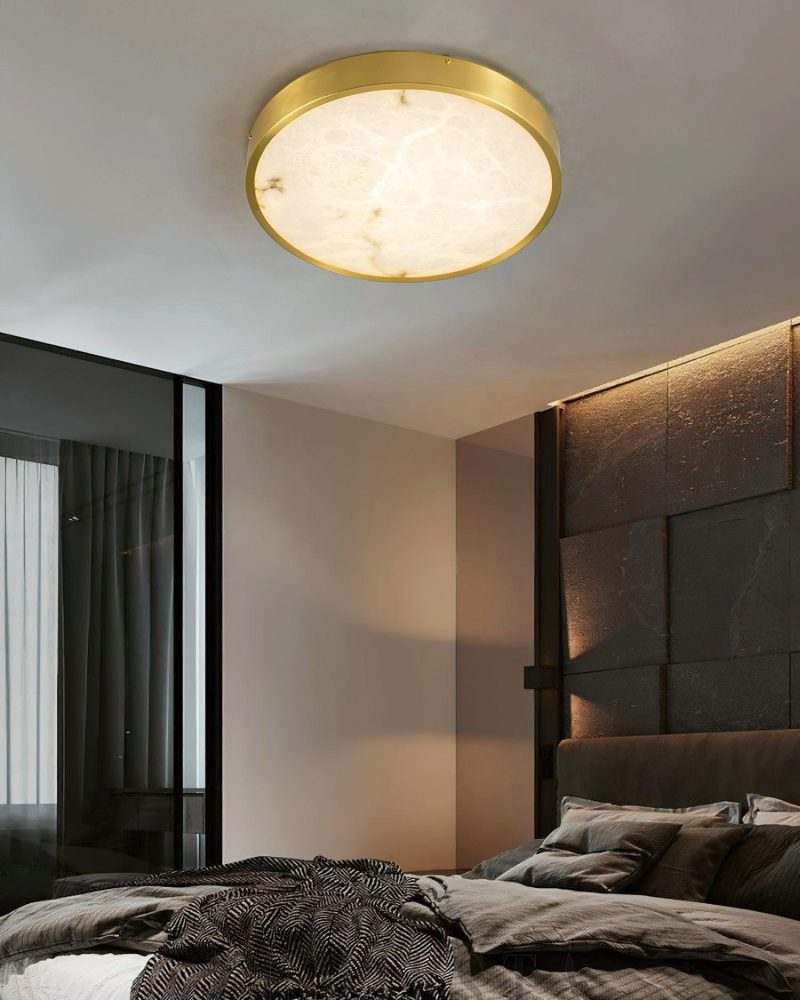 Lampa sufitowa geometrczna z alabastru w kolorze białym