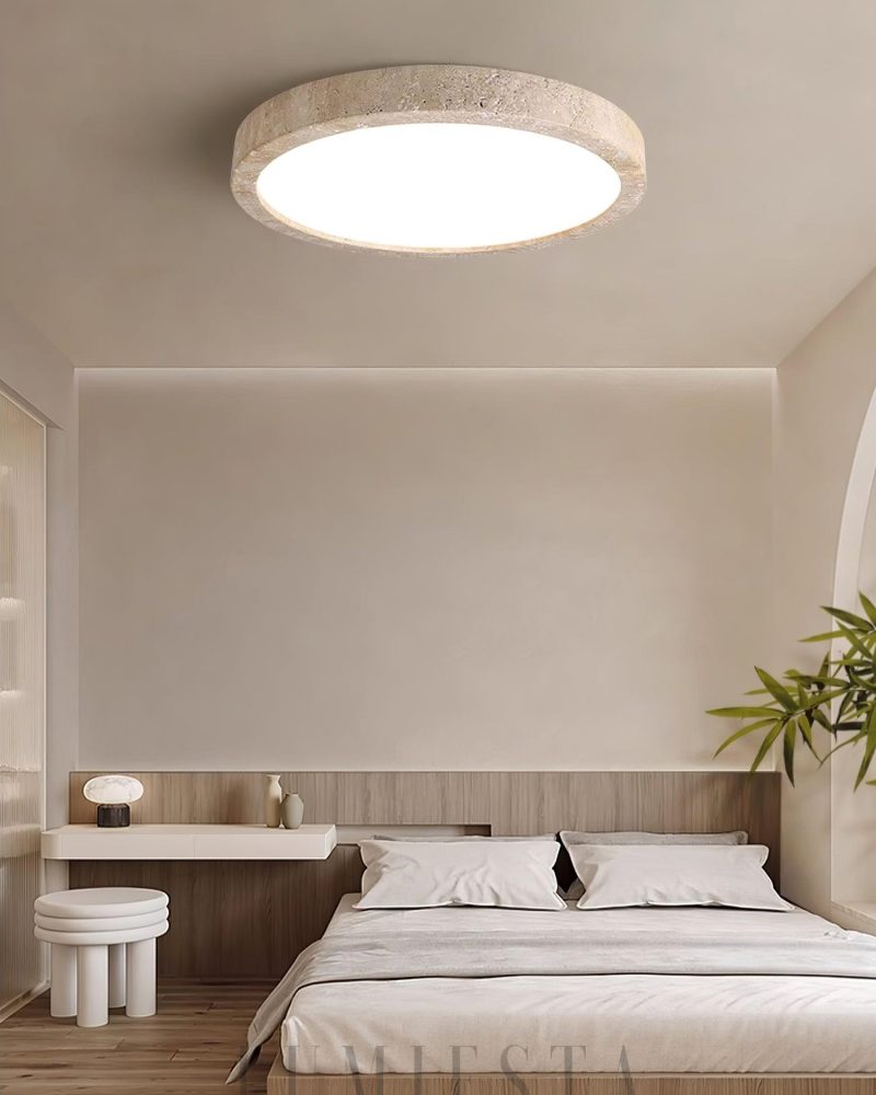 Lampa sufitowa Horizon Travertine okrągła beżowa LED 38-58cm