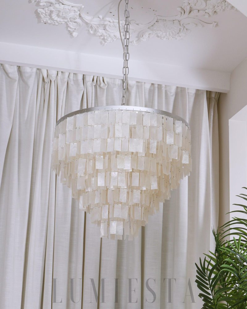 Lampa wisząca Skye Light muszlowy żyrandol w białym kolorze