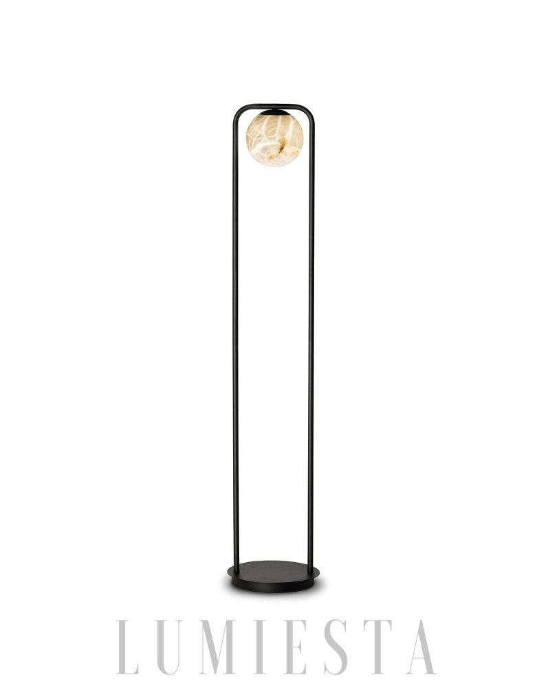 Lampa podłogowa Tribeca z alabastrowym kloszem w stylu nowoczesnym
