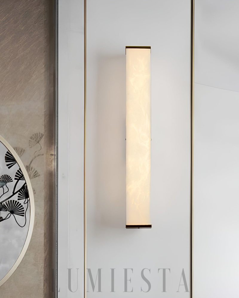 Lampa ścienna Cuboid Alabaster w stylu nowoczesnym Mosiądz