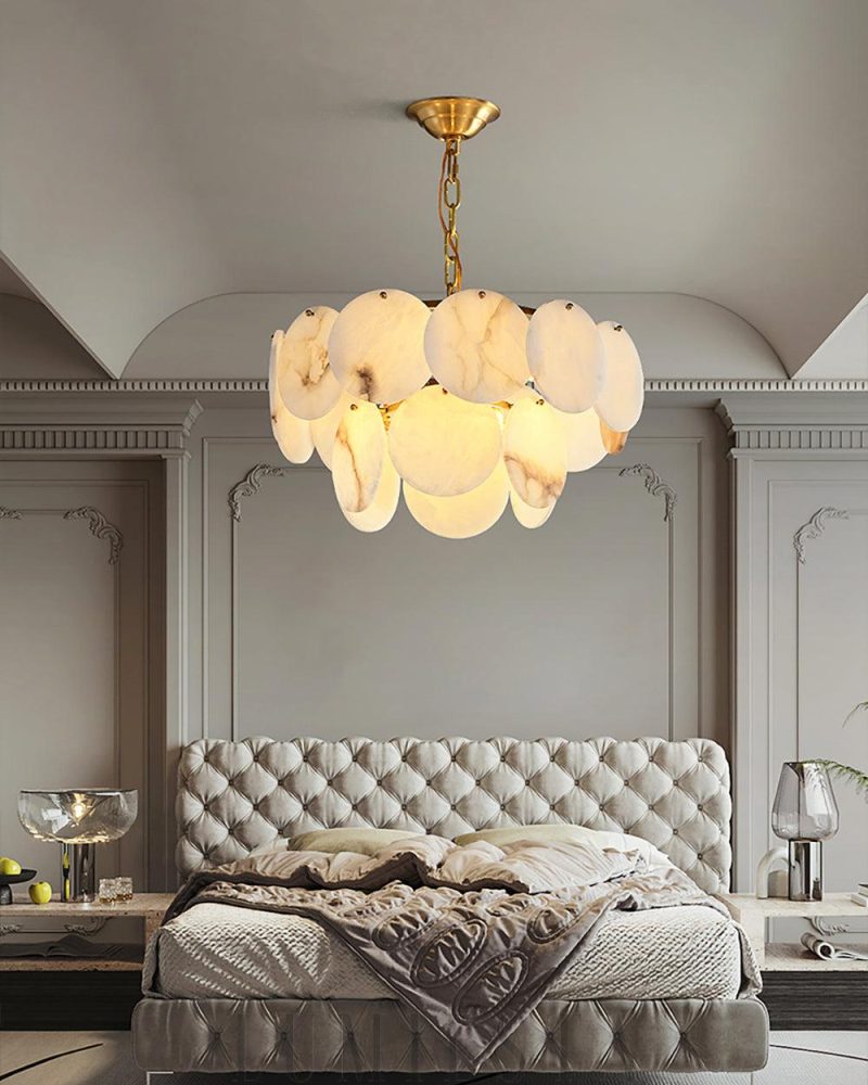 Multin - lampa wisząca w stylu alabastrowym z mosiądzu