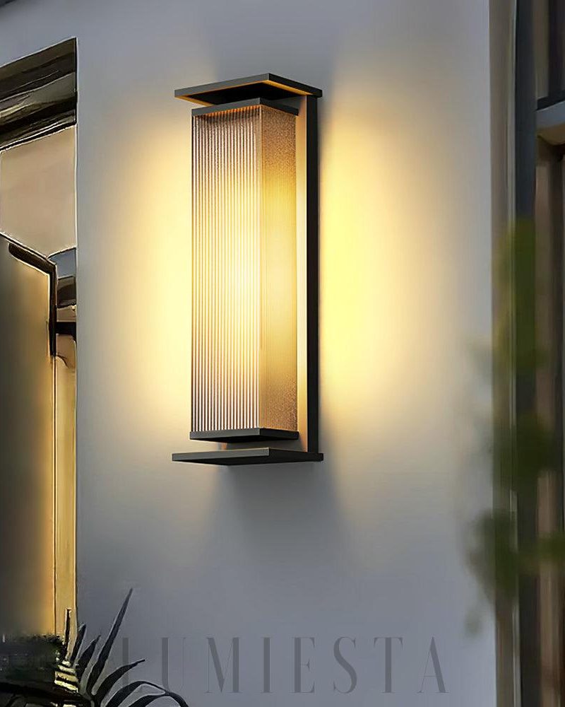 Nowoczesna prostokątna lampa ścienna do ogrodu czarna LED