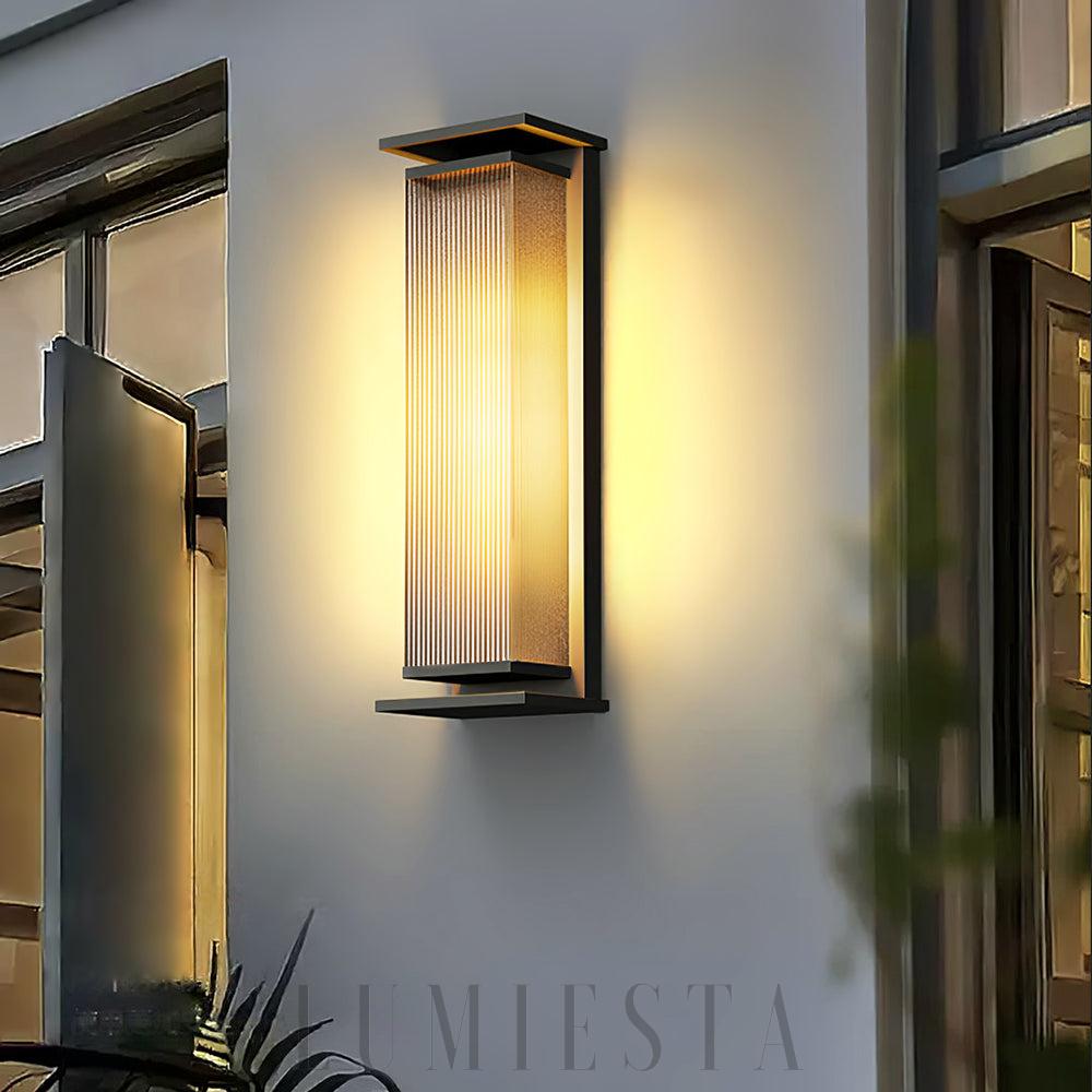 Nowoczesna prostokątna lampa ścienna do ogrodu czarna LED