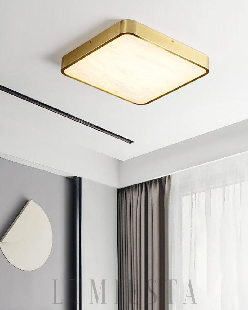 Lampa sufitowa geometrczna z alabastru w kolorze białym