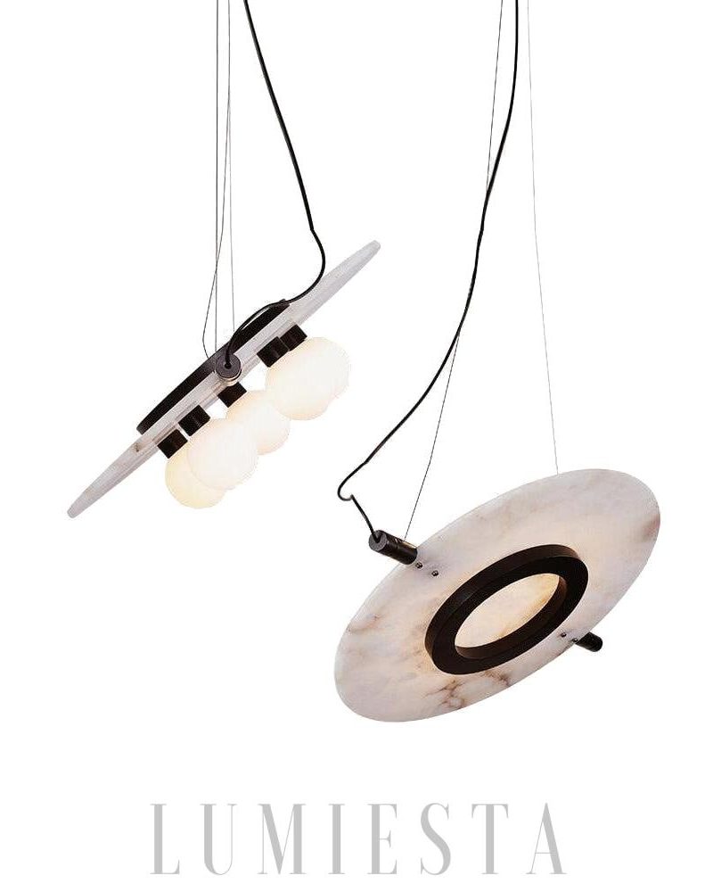Lampa wisząca Magma Alabaster stylowa średnica 51cm czarna biała