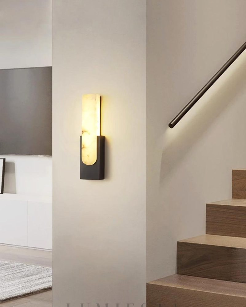 Lampa ścienna Alabaster Agatha elegancka z alabastru 50 cm