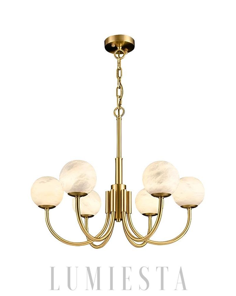 Lampa wisząca Alabaster Mosiądz w stylu nowoczesnym 65cm 80cm