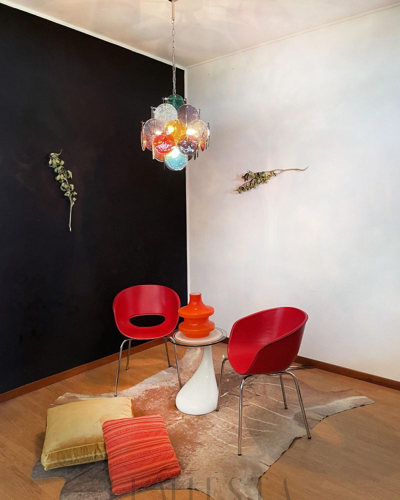 Lampa wisząca murano w stylu vintage z kolorowymi dyskami 49cm