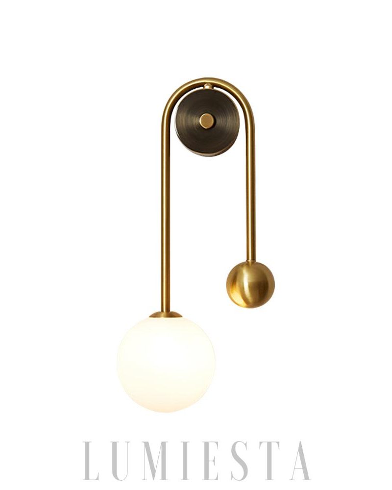 Luksowna Sferyczna Lampa Ścienna Złota i Biała 40cm 56cm