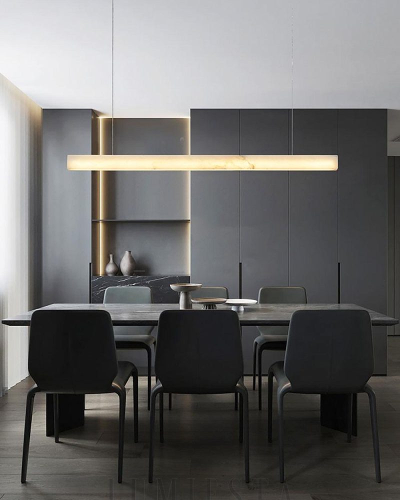 Nowoczesna wisząca lampa alabastrowa w kształcie linii 100cm 120cm