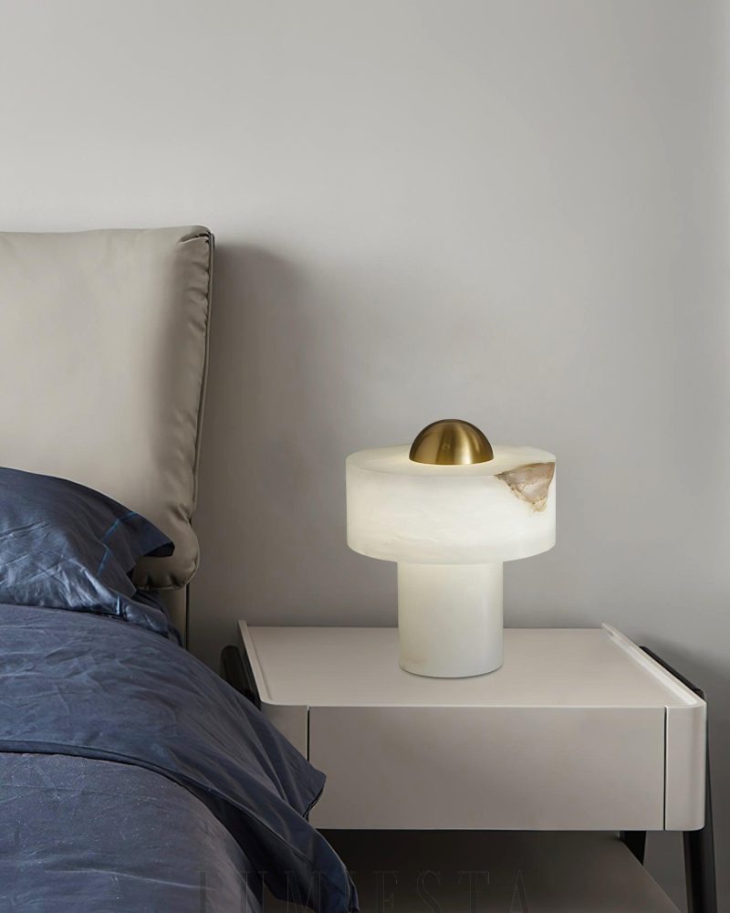 Lampa stołowa z alabastru w białym kolorze 25cm nowoczesny styl
