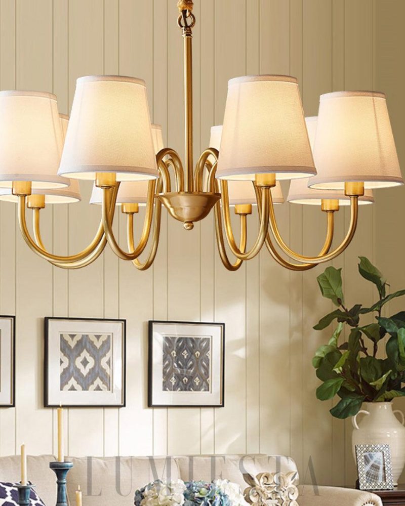 Lampa wisząca Fazrpip Retro Złoty Żyrandol z abażurami 3 5 6 8 10 głowami