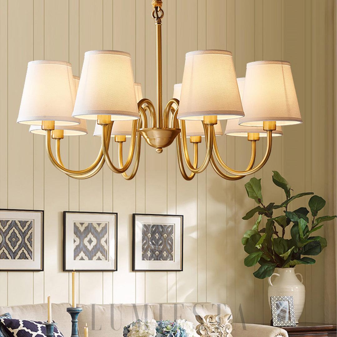 Lampa wisząca Fazrpip Retro Złoty Żyrandol z abażurami 3 5 6 8 10 głowami