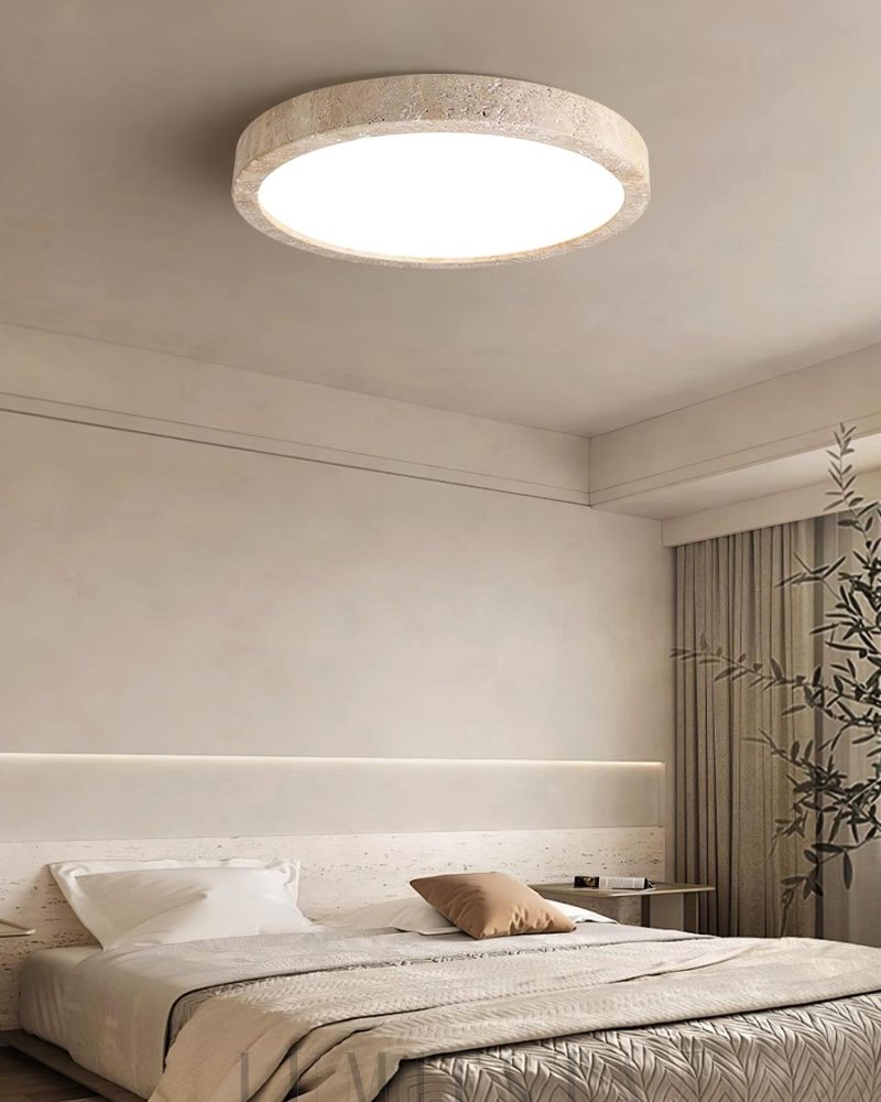 Lampa sufitowa Horizon Travertine okrągła beżowa LED 38-58cm