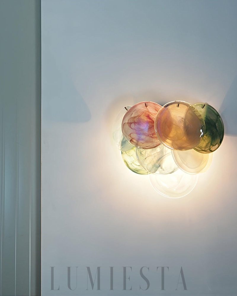 Kolorowa vintage lampa ścienna Murano w kształcie dysku