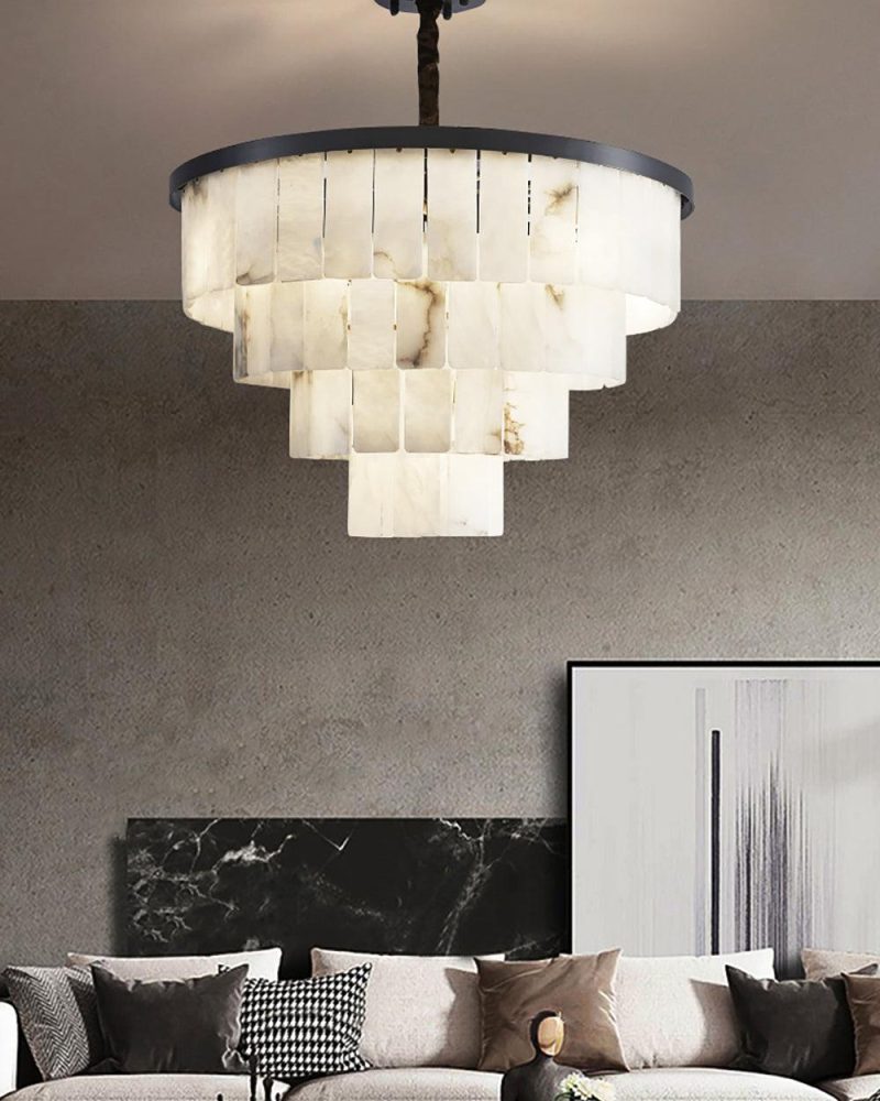 Cascada Elegante - lampa wisząca z alabastru w białym kolorze