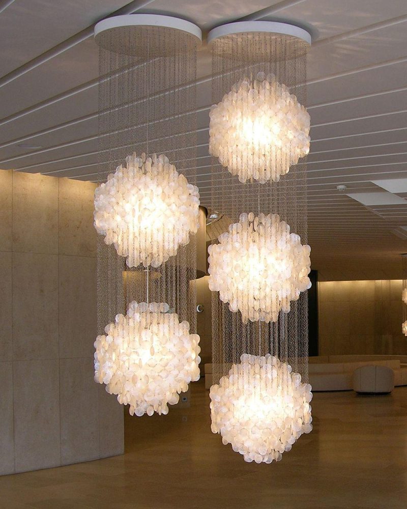 Lampa wisząca muszelkowa w chromie różne rozmiary 60 100 150 cm