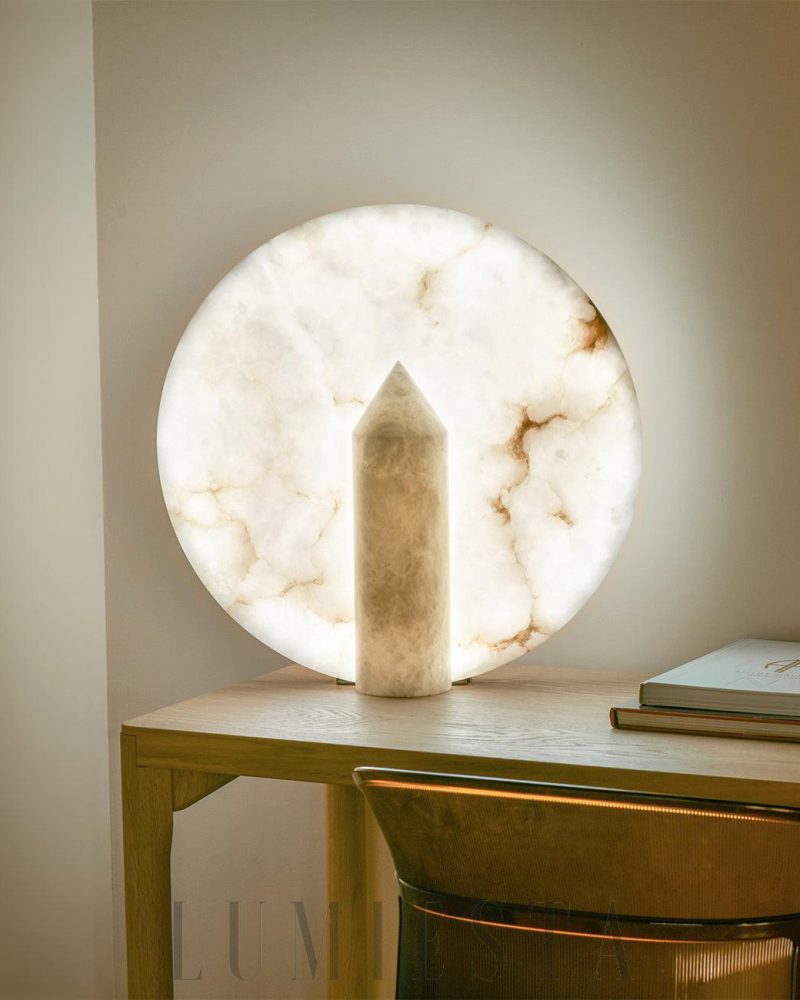 Lampa stołowa Alabaster w nowoczesnym stylu dysku 30cm