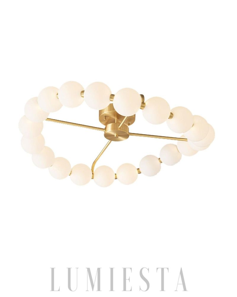 Lampa sufitowa z perłami okrągła mosiężna 51cm 65cm 80cm 96cm