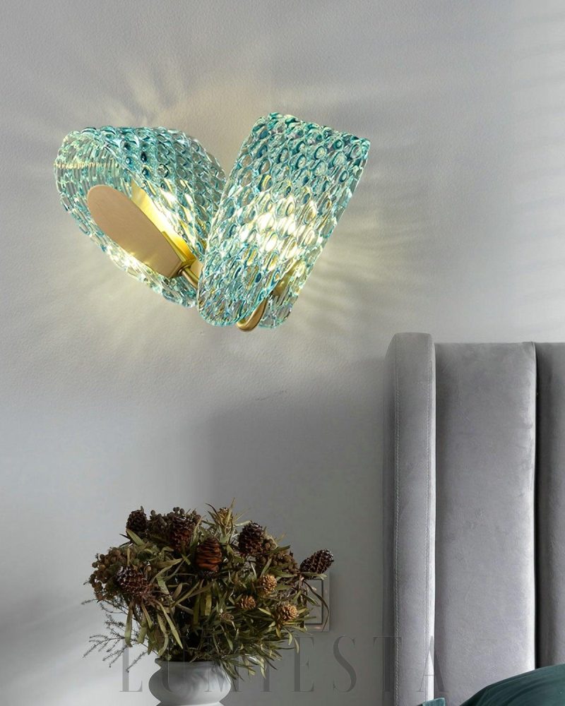 Lampa Ścienna Petal z Niebieskiego Szkła w Stylu Nowoczesnym