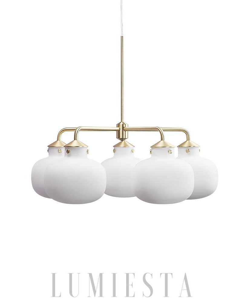 Lampa wisząca Raito z opalowego szkła w kolorze mosiądzu 57cm