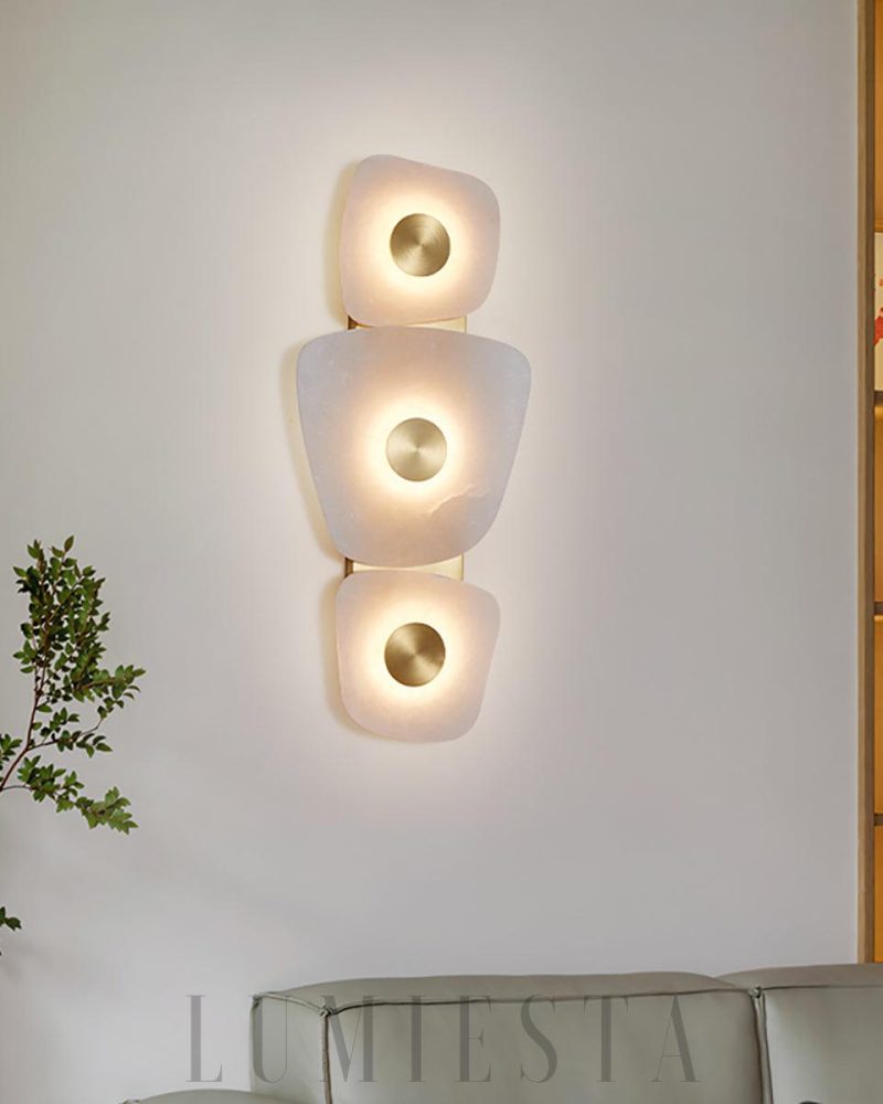 Lampa Ścienna Alabaster Holmdel Biała Złota Ciepłe Światło 29cm