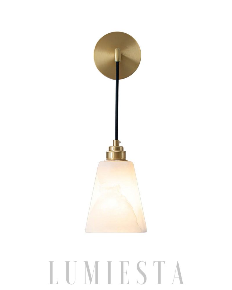 Lampa ścienna Alabaster w kształcie stożkowym Biała Złota