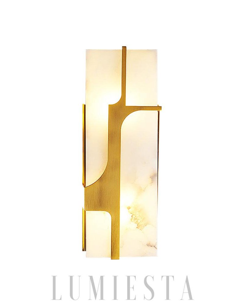 Lampa ścienna Alabaster Ariel w stylu nowoczesnym mosiądzowym