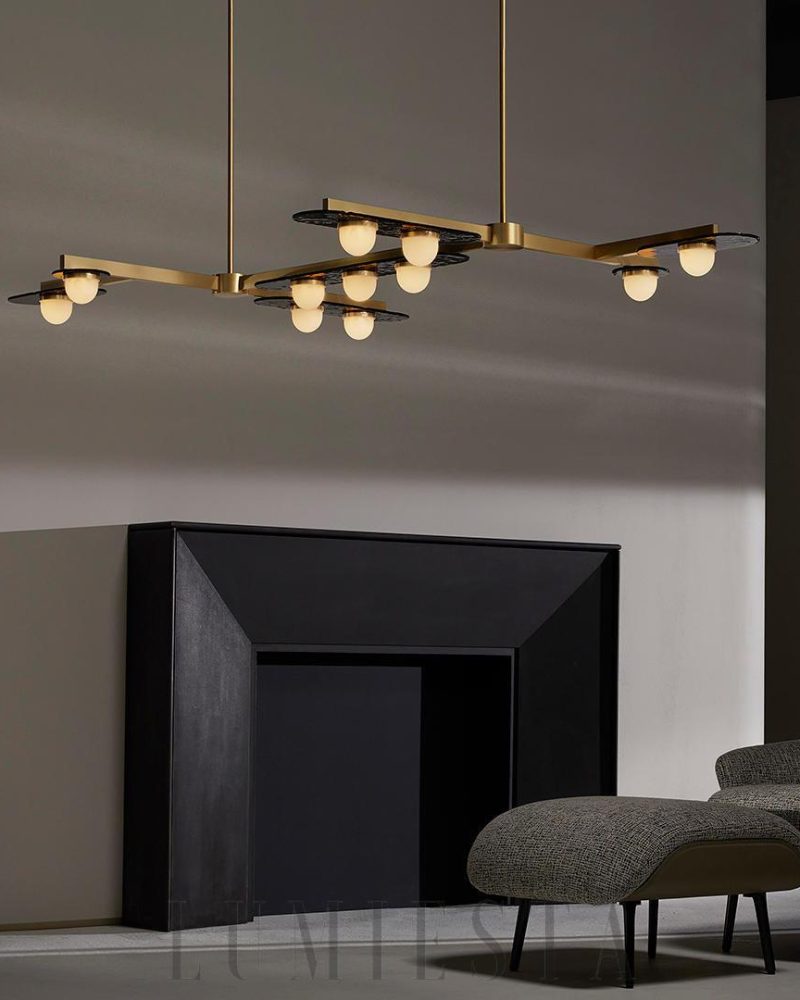Lampa wisząca Modulo w złotym kolorze z 6 lub 11 głowami