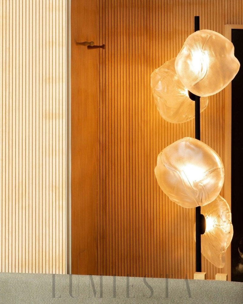 Lampa Podłogowa Szklane Płatki Złota Przezroczysta 3 Głów 180cm