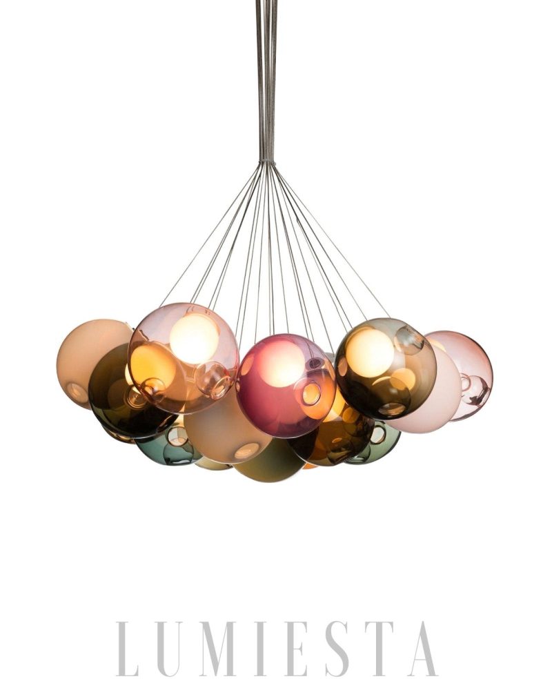 Lampa wisząca 28 głowic kolorowa kula stylowy żyrandol