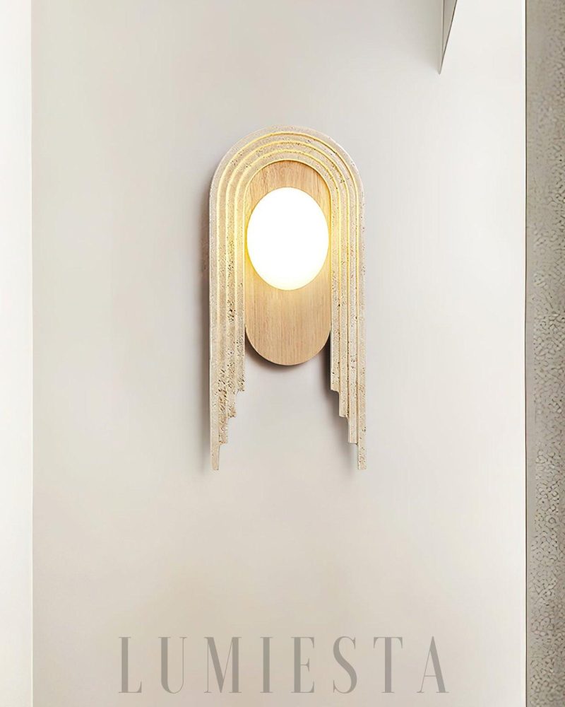Beżowa lampa ścienna Travertine Vima z ciepłym światłem 40cm