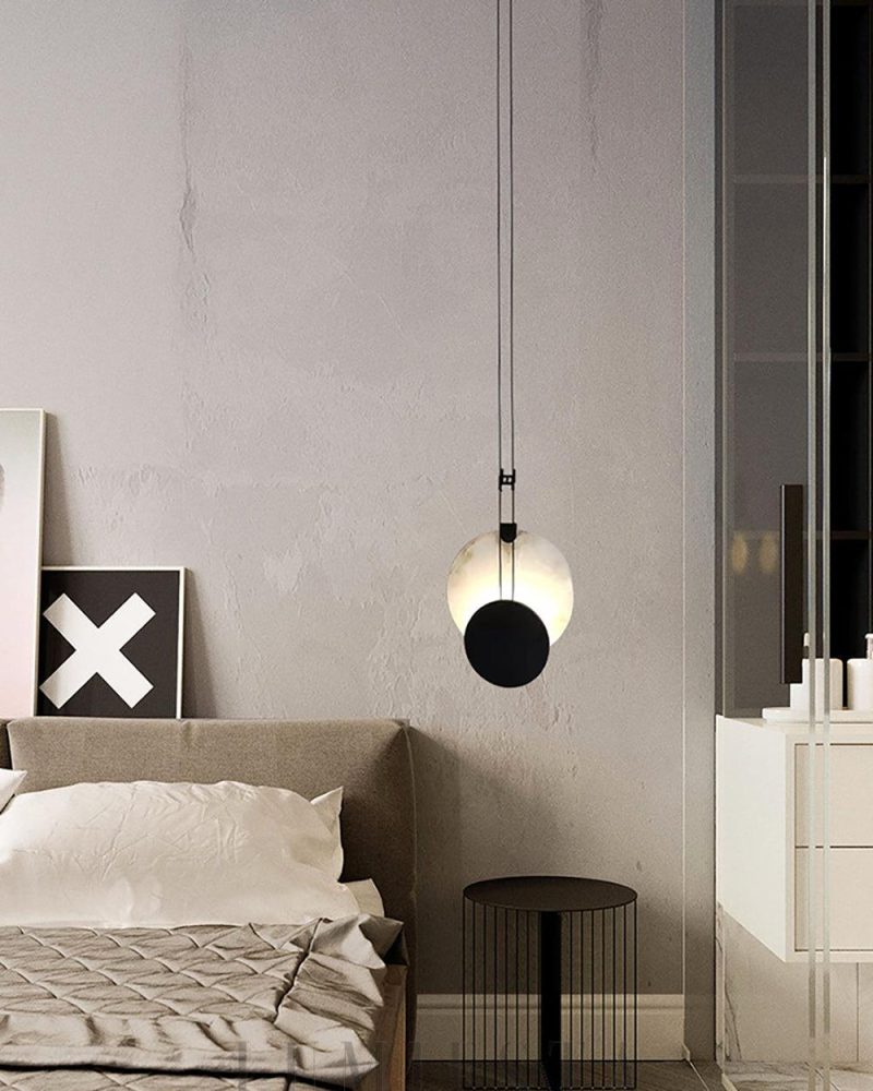 Lampa wisząca nowoczesna okrągła czarna alabastrowa 28cm