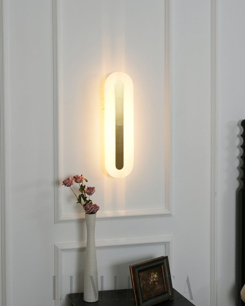 Lampa ścienna Alabaster Oval w stylu minimalistycznym 11cm 14cm